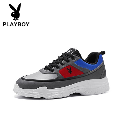 

Playboy PLAYBOY personality fashion Korean version of the platform casual shoes men wear comfortable DS85201 gray red 39