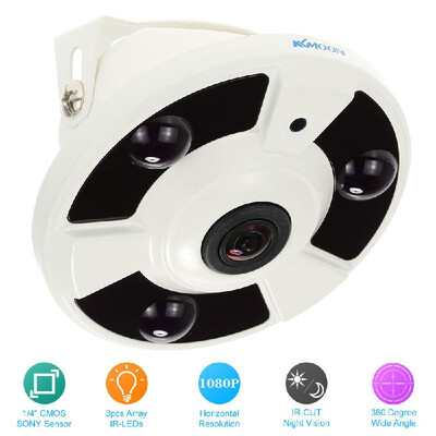 

30M KKMOON HD 1080P 17mm Fisheye 360°CCTV Security Camera w 3x Array LEDs D5J5