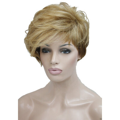 

StrongBeauty Short Soft Asymmetrical Golden Blonde to Brown Ombre Wig heat freindy Full Synthetic wig COLOUR CHOICES