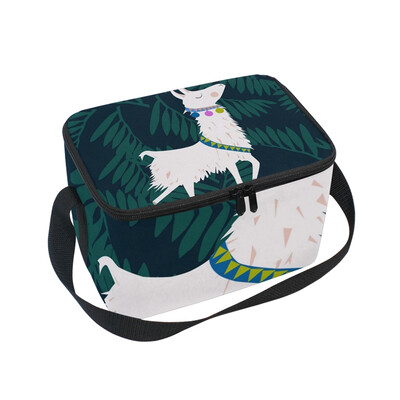 

ALAZA Lunch Box Insulated Lunch Bag Large Cooler Llama Leaf Background Tote Bag