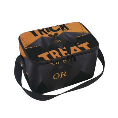 

ALAZA Lunch Box Insulated Lunch Bag Large Cooler Hanging Origami Bat And Halloween Text Tote Bag