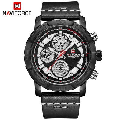 

NAVIFORCE NF9139 Quartz Watches Luminous Man Leather Digital Analog Week Date Hour Display Waterproof Casual Wrist Watch with Gift