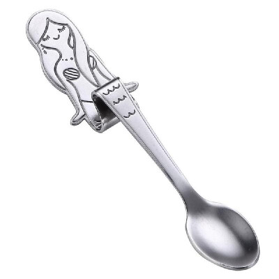 

Cute Mermaid Spoon 304 Stainless Steel Teaspoon Long Handle Coffee Spoons Sugar Dessert Appetizer Seasoning Bistro Flatware Hangin