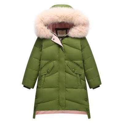 

2018 New Children Thick Warm Winter Down Jacket for girl clothes long Hooded Outerwear Coats Kids parka Parent-child clothing