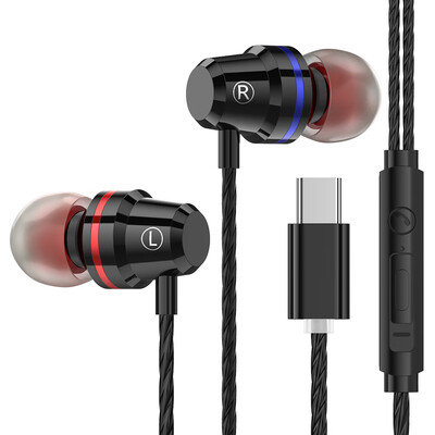 

PTM M4 Wired Headphones In-Ear Earphones Type-C Interface Metal Headsets Line Control With Mic for MI 6 Note 3 MIX 2 for LE 2