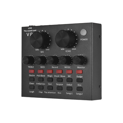 

External Audio Mixing Sound Card USB Audio Interface with Multiple Sound Effects Built-in Rechargeable Battery for Singing Shoutin