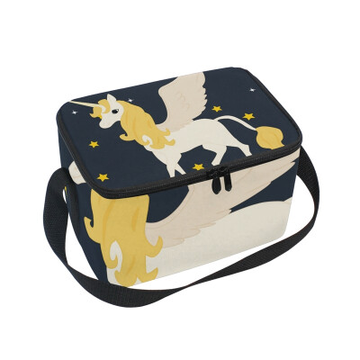 

ALAZA Lunch Box Insulated Lunch Bag Large Cooler Unicorn In The Stars Tote Bag