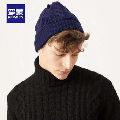 

ROMON ROMON autumn&winter hat men plus velvet warm trend wild wool cap cycling windproof knit hat Tibetan blue