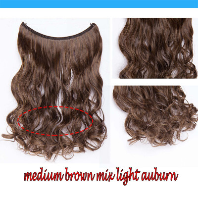 

20 Inches Invisible Wire No Clips in Hair Extensions Secret Fish Line Hairpieces Silky Straight real natural Synthetic