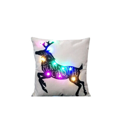

Pillow Cover LED Light Printing 45x45 Linen Pillowcase Gift Decor for Christmas Party Sofa Office