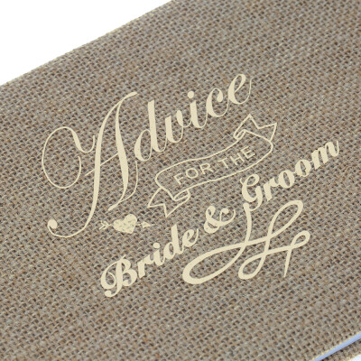 

Vintage 72-Pages Burlap Cover Wedding Guest Book Rustic Style Hardcover Double-Sided Wedding Guestbook