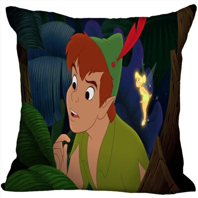 

Peter Pan Pillow Cover Bedroom Home Office Decorative Pillowcase Square Zipper Pillow Cases Satin Fabric No Fade