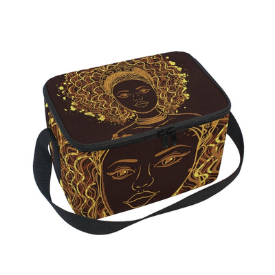 

ALAZA Insulated Lunch Box Retro Woman Print Lunch Bag for Men Women Portable Tote Bag Cooler Bag