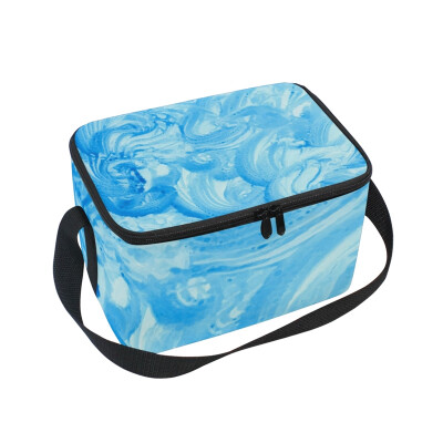 

ALAZA Lunch Box Insulated Blue Watercolor Painting Lunch Bag Large Cooler Tote Bagfor Men Women