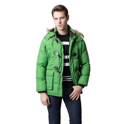 

Fashion Winter Men Parka Faux Fur Collar Hooded Thick Warm Jacket Coat Outerwear