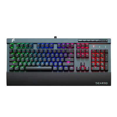 

Dharmo F5 Freedom Fighter Cherry Original Cherry Axis Red Axis Mechanical Keyboard RGB Colorful Backlight Aluminum Panel Mechanical Keyboard Deep Dark Black Gray
