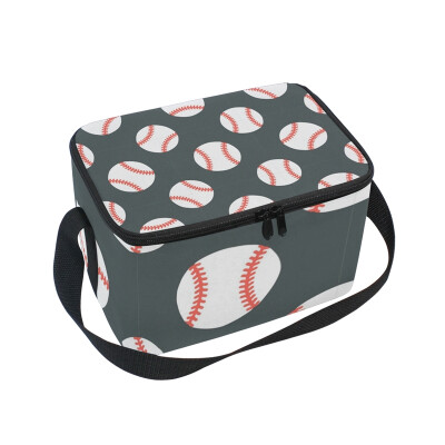 

ALAZA Insulated Lunch Box Baseball Black Background Lunch Bag for Men Women Portable Tote Bag Cooler Bag