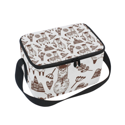 

ALAZA Lunch Box Insulated Lunch Bag Large Cooler Vintage Llama Tote Bag