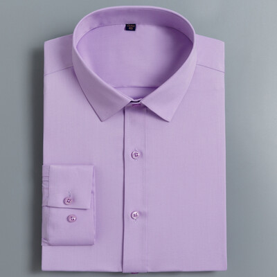 

Caesar KAISER bamboo fiber long-sleeved shirt mens business casual hot-free slim shirt solid color youth professional shirt KS870 lilac purple 39