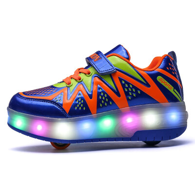 

2018 Children Heelys LED light sneakers with One two wheel boys Girls roller skate casual shoe with roller kids girl Sport shoes