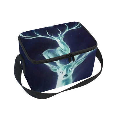 

ALAZA Lunch Box Insulated Stars Deer Lunch Bag Large Cooler Tote Bagfor Men Women