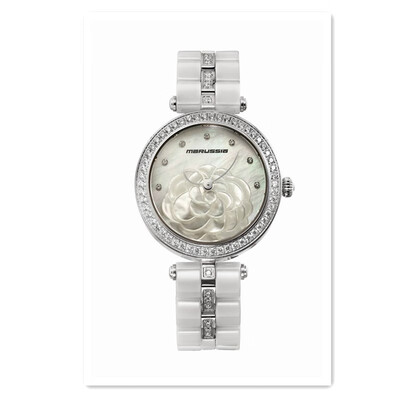 

Platinum Diamond Ceramic Camellia Series Quartz Womens Watch WFOJIO5B