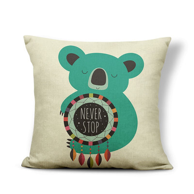

Animal Wolf Cushion Cover Word Flowers Pillowcase Fox Chic Car Nap Mat Geometry Stripe Throw Pillows Koala Red 4545 Linen Photo