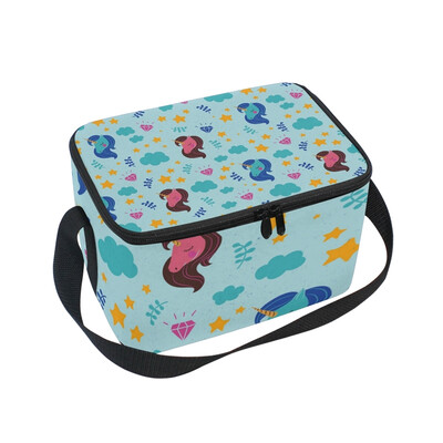 

ALAZA Lunch Box Diamond Unicorn Insulated Lunch Bag Large Cooler Tote Bagfor Men Women