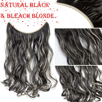 

20-22 inches Invisible Wire No Clips in Hair Extensions Secret Fish Line Hairpieces Silky Straight real natural Synthetic