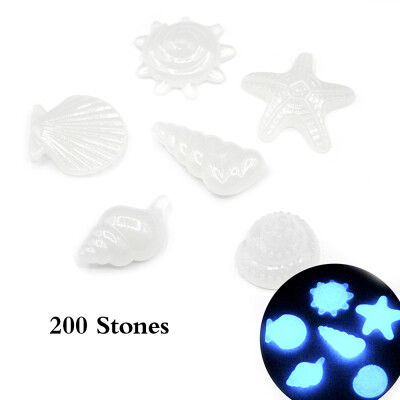 

200pcsBag Glow in Dark Stone DIY Home Decor Luminous Pebbles Sea Conch Shell Starfish Colorful Rocks for Aquarium Fish Tank