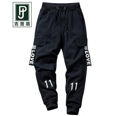 

Jeep shield mens Korean version of the trend of feet pants 2019 spring&summer new fashion nine pants mens loose beam casual pants black M