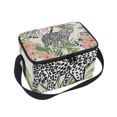 

ALAZA Lunch Box Insulated Leopard Animals Lunch Bag Large Cooler Tote Bagfor Men Women
