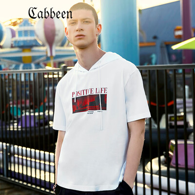 

Carbine Mens Cotton Loose Retro Print Short Sleeve T-Shirt Youth Half Sleeve Tide Brand T-Shirt Summer H Floating White 0254185XXL