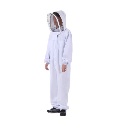 

Beekeeping Protective Equipment White Beekeeping Suit with Removable Round Clear View Fencing Veil Beekeeping Full Body Suit Hat S