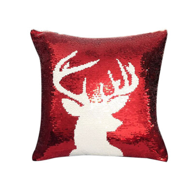 

Christmas Themes Magic Reversible Sequins Glitter Pillowcase Car Sofa Cushion Covers Square Throw Pillow Case Sofa Home Decor