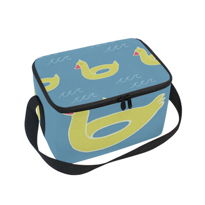 

ALAZA Cute Yellow Summer Duck Lunch Box Insulated Lunch Bag Large Cooler Tote Bagfor Kids Men Women