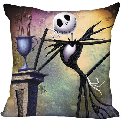 

Nightmare Before Christmas Pillow Cover Bedroom Home Office Decorative Pillowcase Square Zipper Pillow Cases Satin Fabric No Fade
