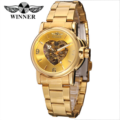 

WINNER 203 Women Watch Semi-Automatic Mechanical Watch Time Display Fashion Casual Stainless Steel Strap Skeleton Female Wristwatc