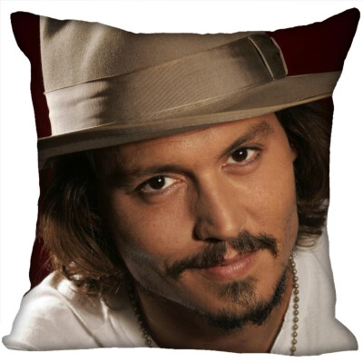 

Johnny Depp Pillow Cover Bedroom Home Office Decorative Pillowcase Square Zipper Pillow Cases Satin Fabric No Fade 35x35CM