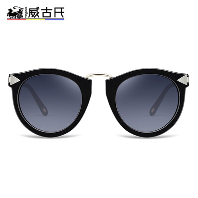 

Weigu VEGOOS polarized sunglasses female sunglasses female trend retro driving glasses 6107 bright black frame gray tablets
