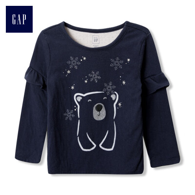 

GAP flagship store female fun to design pattern ruffled T-shirt 124326 bear pattern 3YRS