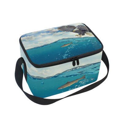 

ALAZA Lunch Box Sea Water Nature Bird Insulated Lunch Bag Large Cooler Tote Bagfor Men Women