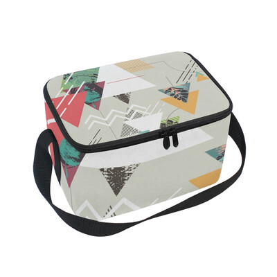 

ALAZA Lunch Box Insulated Art Triangle Lunch Bag Large Cooler Tote Bagfor Men Women