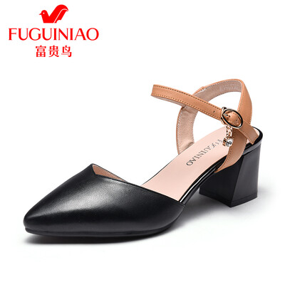 

Fugui bird FUGUINIAO single shoes ladies fashion wild thick with buckle with pointed shallow mouth K99D536C black 35