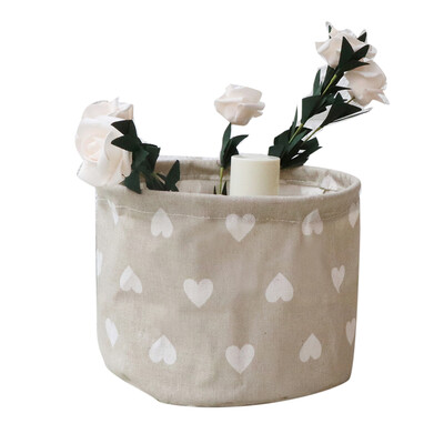 

Water-Resistant Lovely Cloth Art Storage Bucket Foldable Makeup Storage Basket Small Desktop Organizer