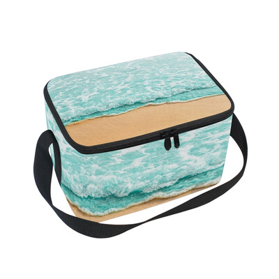 

ALAZA Lunch Box Beach Wave Insulated Lunch Bag Large Cooler Tote Bagfor Men Women