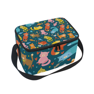 

ALAZA Lunch Box Insulated Lunch Bag Large Cooler Cute Colorful Cat Tote Bag