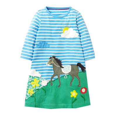 

Long Sleeve Unicorn Dress Baby Girls Clothes 2018 Brand Winter Kids Dresses for Girls Animal Applique Princess Dress Christmas
