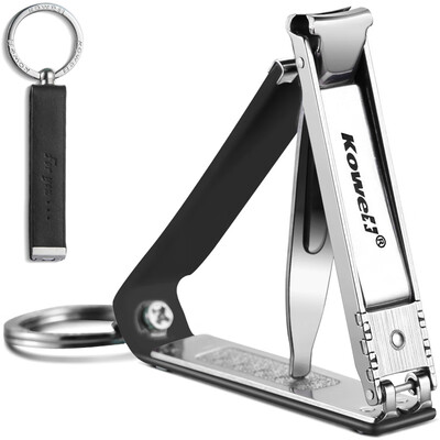 

Korea Kowell Han Kewei nail clippers stainless steel nail clippers nail files key ring washable BK-FC100 non-slip leather black import
