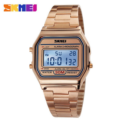 

Casual SKMEI Men Women Stainless Steel LED Digital Sport Quartz Wrist Watch